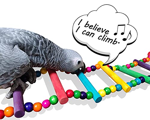 Ds. Distinctive Style 82456105408HETCACC Bird Ladder Toys Coloured Flexible Parrot Swing Bridge Wooden Cockatiel Cage Hanging Climbing Ladder thumb #3