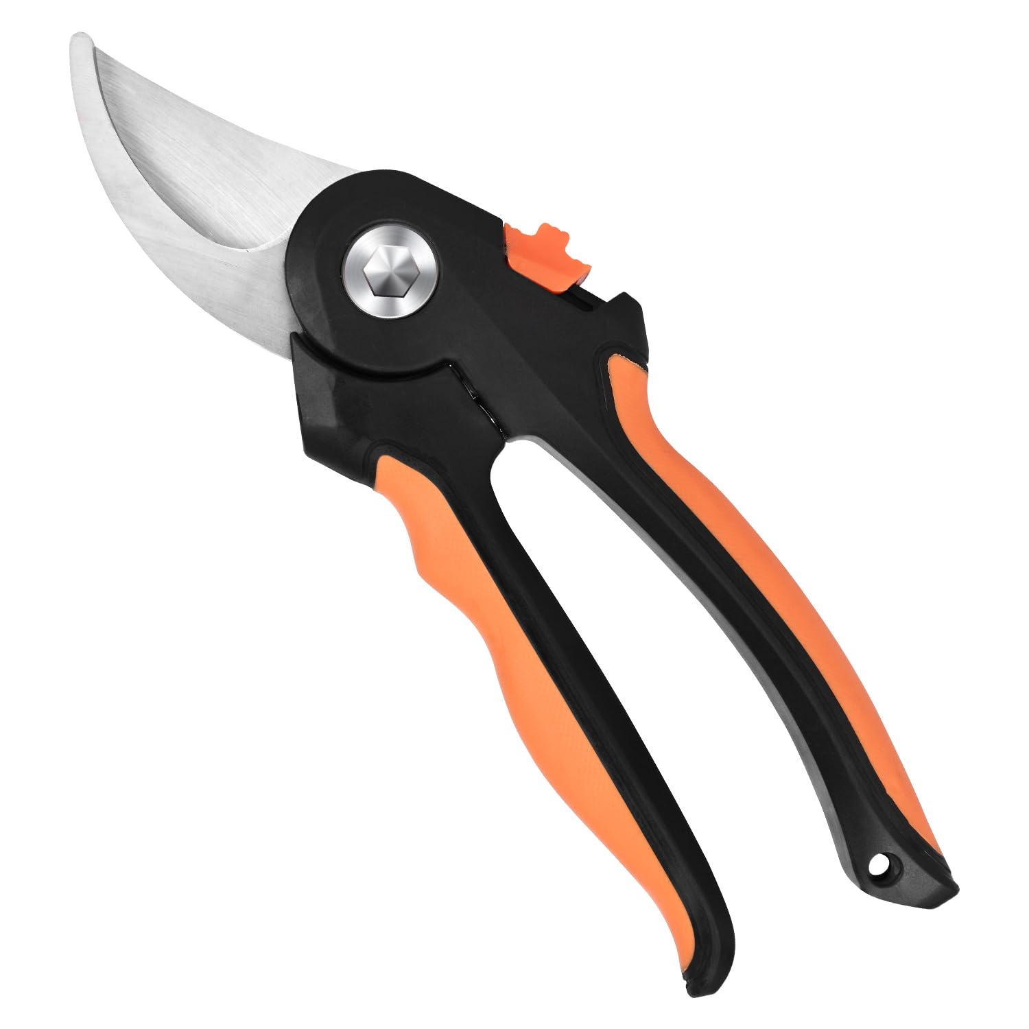 Bypass Pruners 8" Shears with Heavy Duty Carbon Steel Cutter Sharp Blade Grip Handle Trimmer Plant Clipper Pruning Tool Gardening Scissors for Home Garden Lawn Backyard Patio (Pack of 1, Orange)
