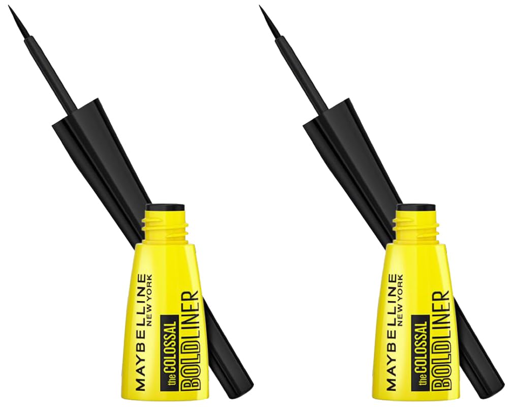 Maybelline New York Eyeliner, Smudge-proof and waterproof, Long-lasting, Liquid Colossal Bold Liner, Black, 3g (Pack of 2) Matte Finish