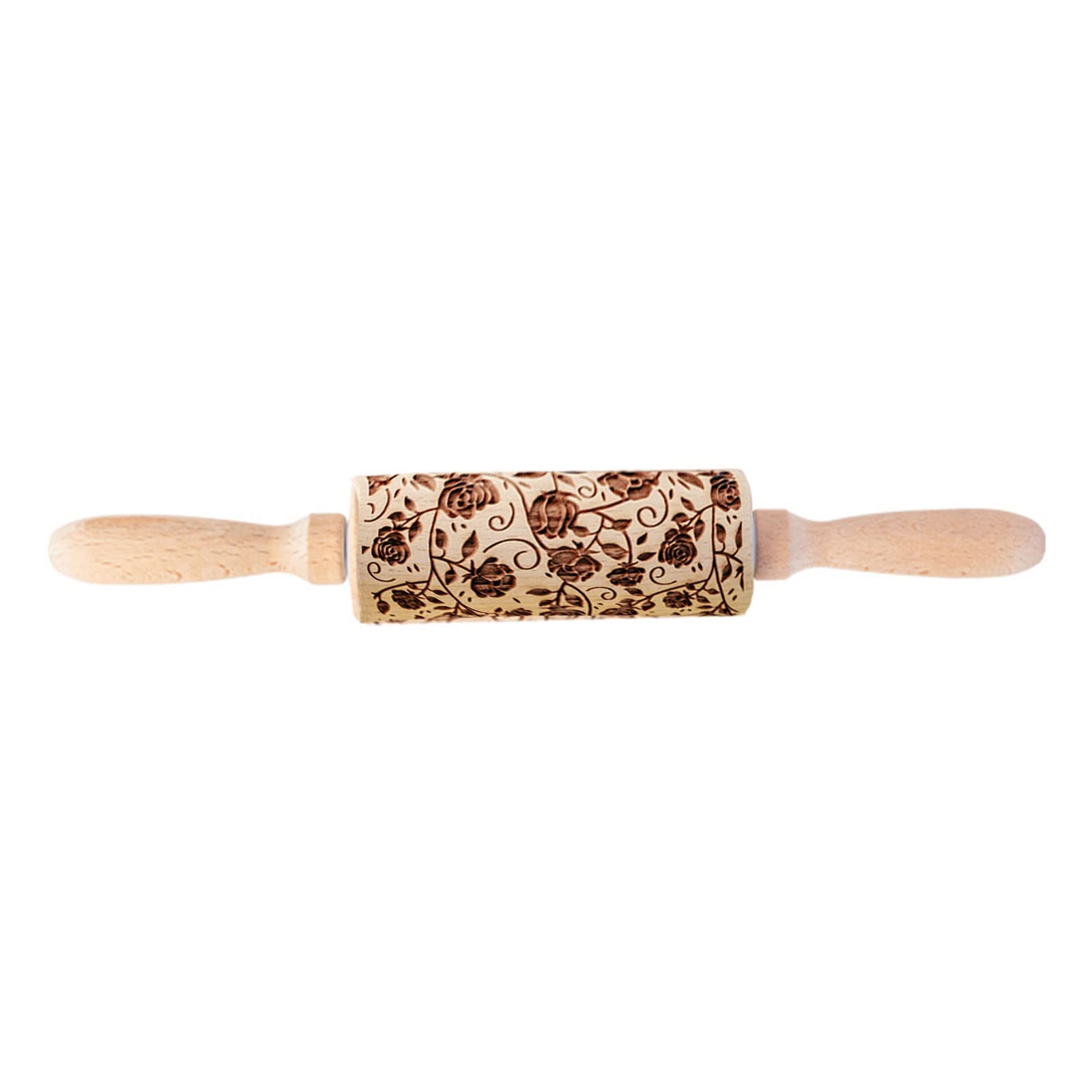Kalttoy Wood Spring Roller Egg Baking Cookie Kitchen Appliances for Cake Decorating Tools Spring Embossed Rolling Pin Embossing Rolling Pin for Baking Cookie Fondant Dough Roller Pastry for Engraved