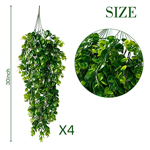 Sggvecsy 4 Pack Artificial Hanging Plants Fake Hanging Plant Faux Hanging Eucalyptus Plants Uv Resistant Plastic Plants For Indoor Outdoor Room Wall Wedding Patio Porch Decor #TOP5