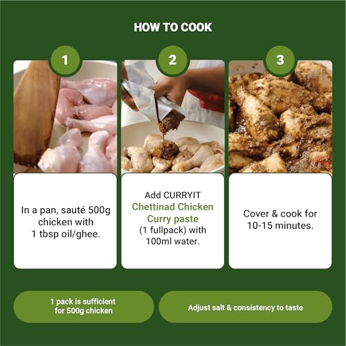 Image of CURRYiT Chettinad Chicken Curry Paste | Ready to Cook in 15 mins | Just add Fresh Mutton, Meat, Fish | Goodness of Ghee | No Preservatives | Eat with Chawal Roti | Indian Masala Gravy 120g