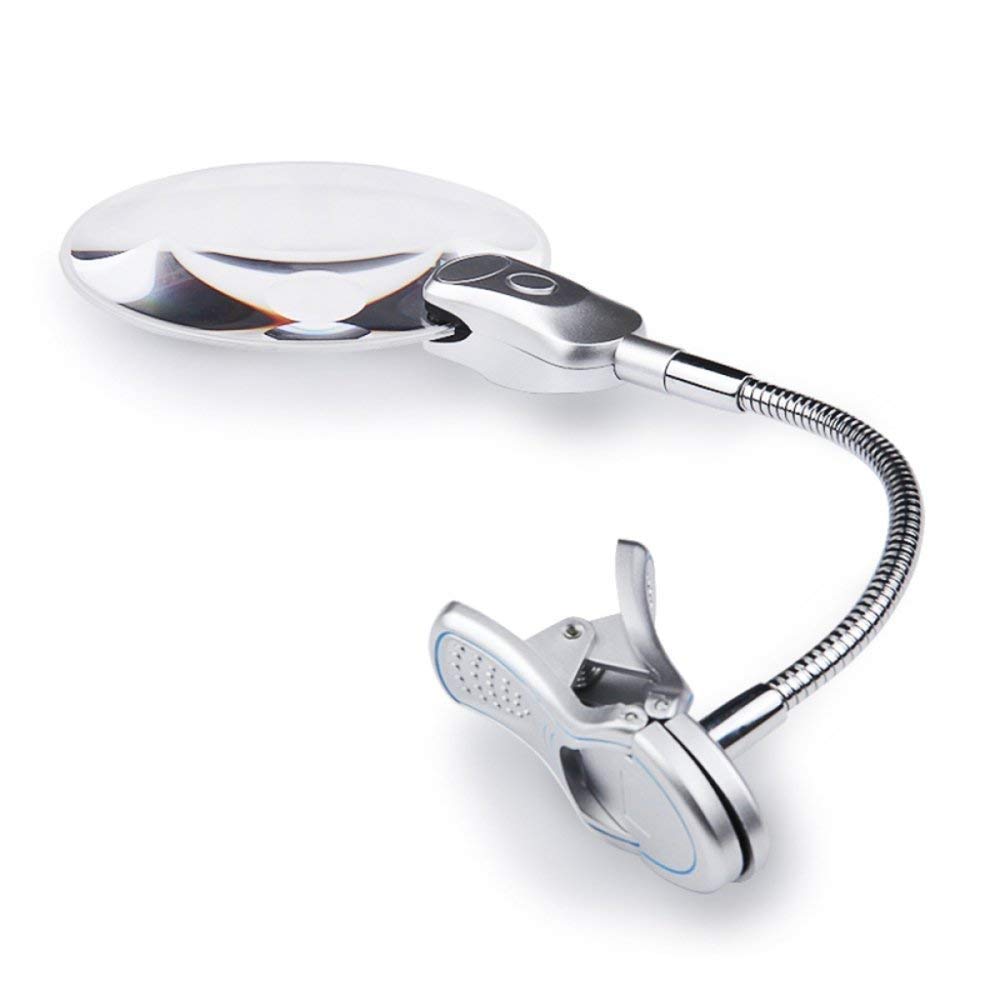 Lupas iluminadas con Clip de Escritorio, lámpara de Lupa para Ancianos, Reloj de Lectura, reparación, Espejo Grande, Espejo de Aumento para niños