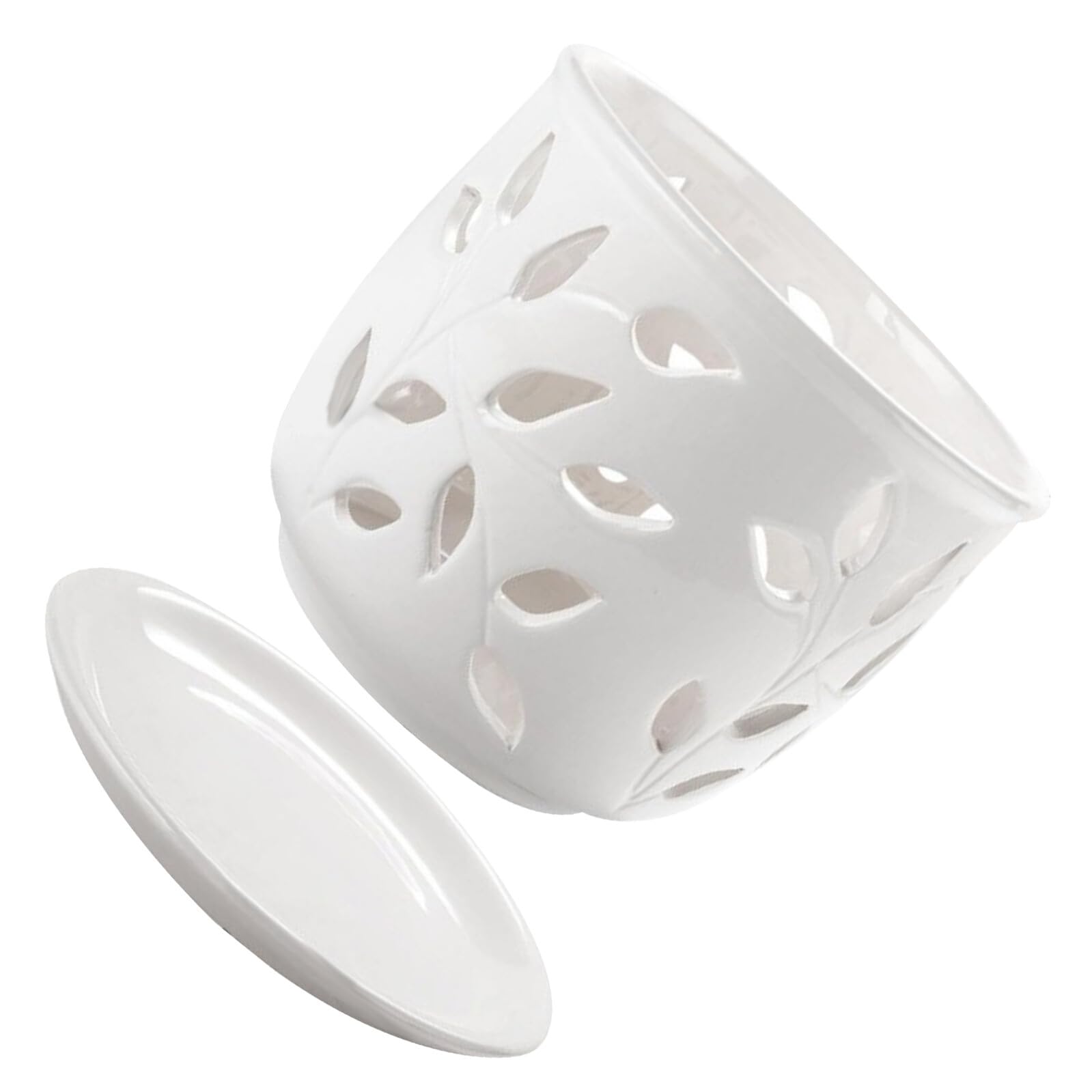 Mikikit Biały Ceramiczny Doniczka z Otworami Do Storczyków Dekoracyjny Pojemnik Sukulenty i Kwiaty z Podstawkiem Do Wnętrz i Ogrodów Zapewniający Zdrowy Wzrost Korzeni