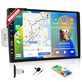 CAMECHO Wireless Carplay 1 DIN Autoradio con Car play Wireless Android Auto, Stereo auto con Schermo da 9 Pollici, Vivavoce Bluetooth, FM Radio, EQ, Mirror Link, Supporta USB+SWC