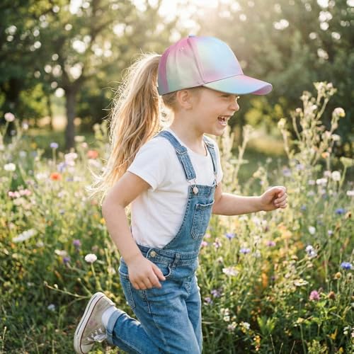YAMEE Baseballkappe Pferdeschwanz für Kinder,Basecap für Mädchen Weich Atmungsaktives,Sonnenhut Kinder Sommer UV-Schutz,Baseball Cap Kinder Sport