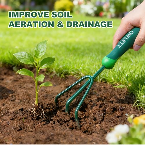 Rastrillo manual para jardín de 3 púas con mango ergonómico miniatura 5