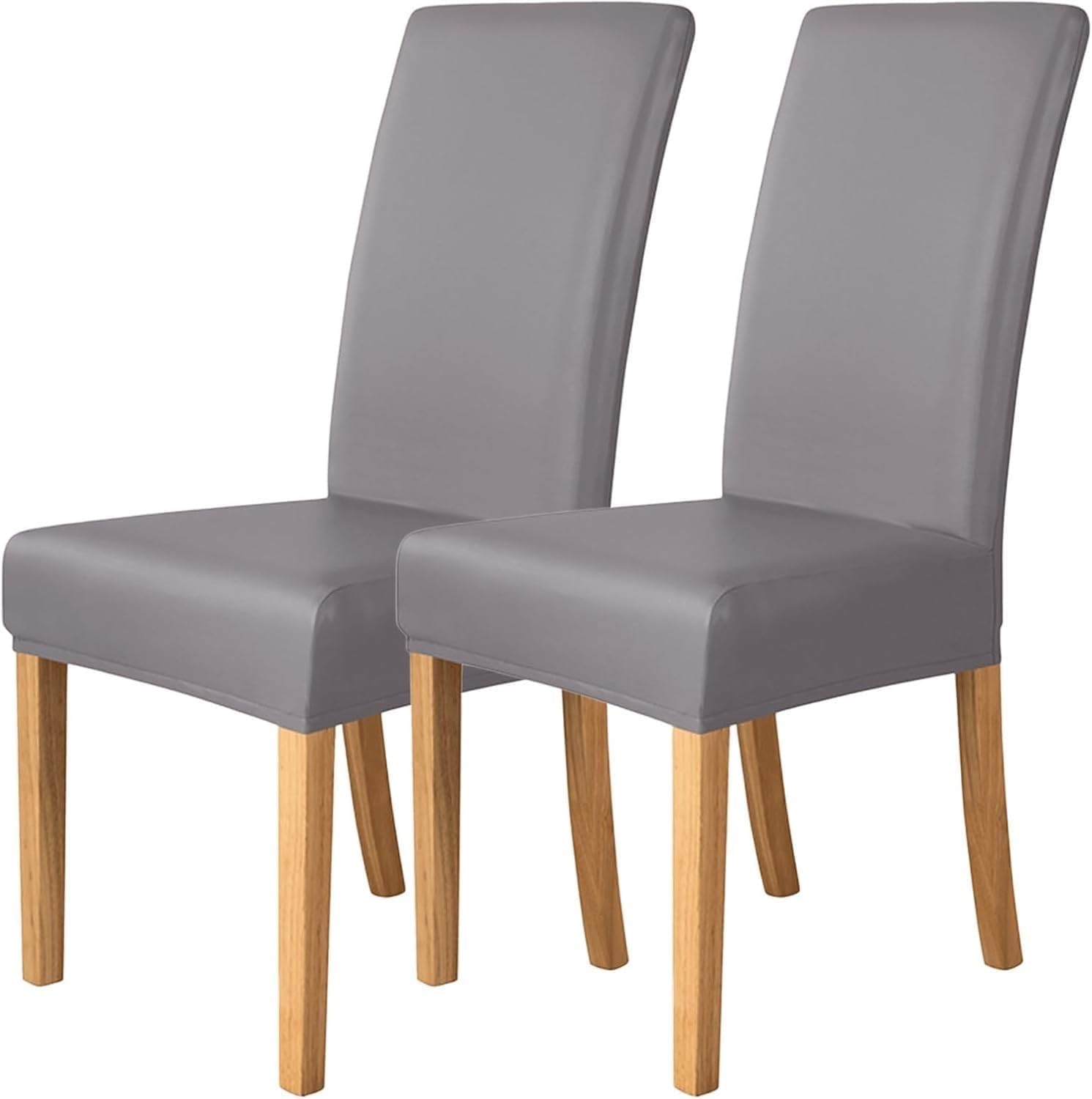 Housses De Chaise en Simili Cuir Élastique - Lot de 2/4/6 Protections Imperméables Et Anti-Taches pour Salle À Manger, Cuisine Et Hôtel - Design Moderne(Gray,6Set)