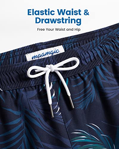 Image of maamgic Mens Swim Trunks with Compression Liner 5 Inch, Quick Dry Bathing Suit with Zipper Pockets, No-Chafing Swim Shorts