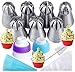 Russian Piping Tips 21PCS Baker's Kit,Set for Cake/Cupcake Decorating | 7 Russian Tips, 10 Disposable Pastry Bags, 2 Coupler, 1 Reusable Silicone Pastry Bag,1 cleaning brush, E-book,by Mooker