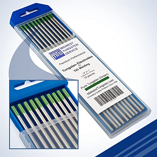 Image of Midwest Tungsten Service TIG Welding Tungsten Electrodes 10-Pack (Green - Pure Tungsten (WP, EWP), 1 /8 inch)