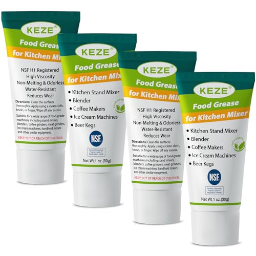 Keze Food Grade Grease for Kitchen Stand Mixer, Sanitary Lubricant for Blenders, Coffee Machines, Beer Kegs and Food Processors, Kitchen Food Grease NSF-H1 Accredited, 1 oz 4-Pack