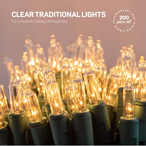 Christmas Lights [Set Of 200] Warm White Christmas Lights, Ul Listed For Indoor/Outdoor Use, Mini Christmas Lights, Small Christmas Lights For Holiday/Party Festival Decorations 41.45 Ft (Green Wire) #TOP1