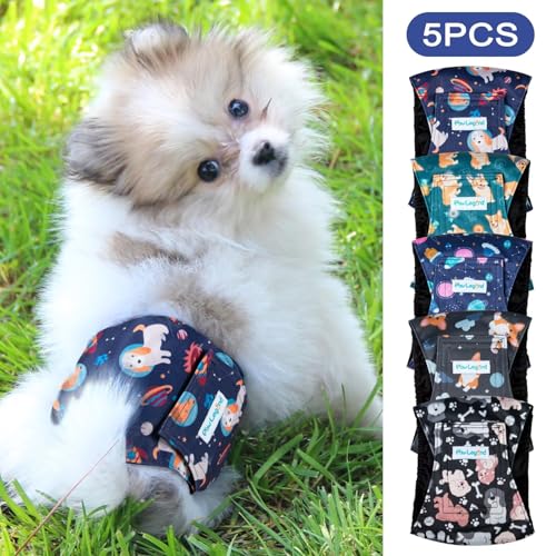 Image of Paw Legend Washable Dogs Diapers Male Dog Belly Bands for Male Dogs Diapers Reusable Puppy & Doggie Diapers Male (5 Pack, Large)