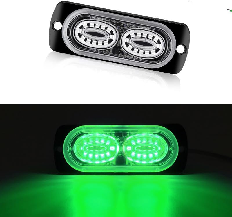 LED緊急警告灯,LED デイライト 4パック24LED安全緊急点滅灯 12-24V アンバーストロボハザード警告灯 (緑)