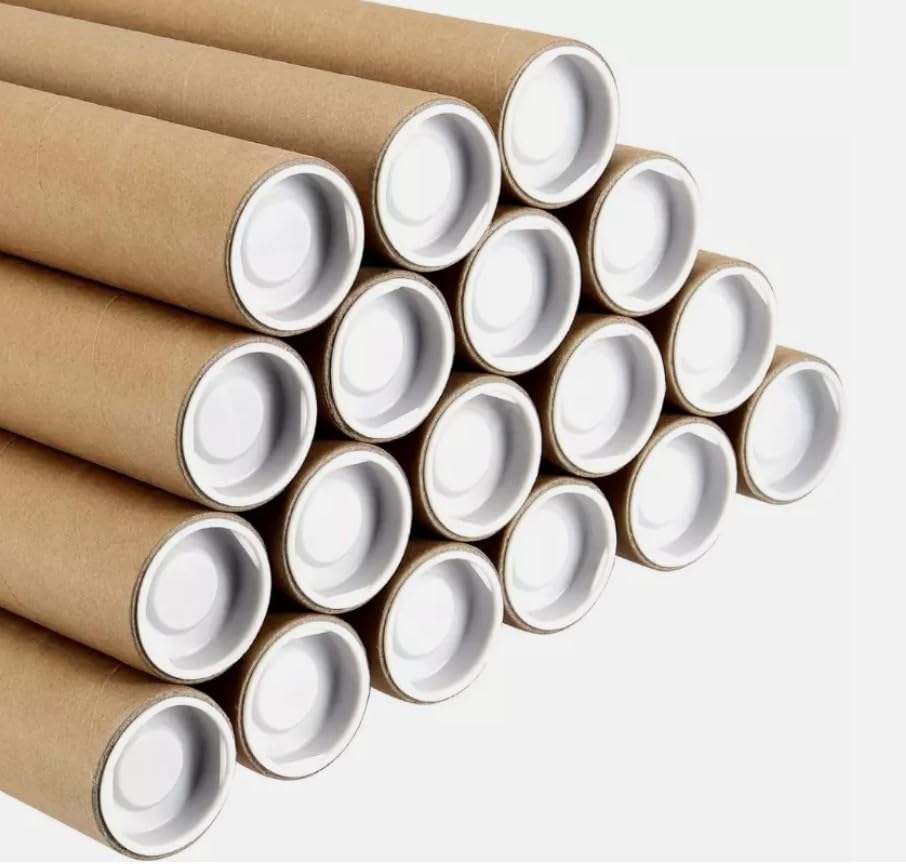 25 x A3 Heavy Duty Postal Tubes for Secure Shipping – [Size 330mm x 50mm] – Protect Art, Posters, and Documents- Sturdy Reusable Tubes with End Caps