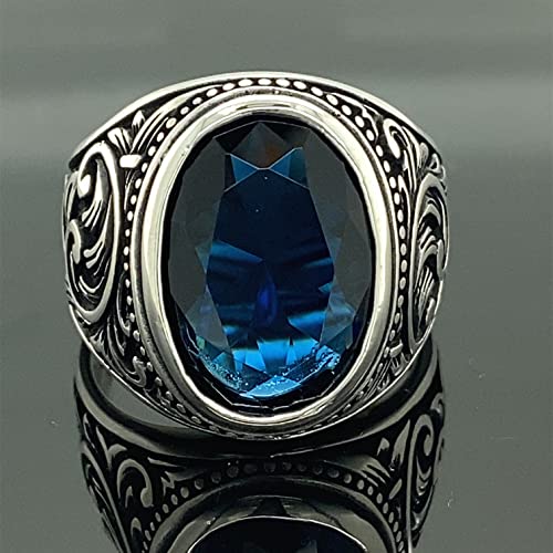 Turkısh Men's Sapphire Stone Ring, Ottoman Style Ring, Cubic Sapphire Zircone Ring, 925K Sterling Silver Ring, Gift For Him #TOP5