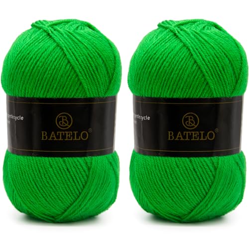 Image of Crochet Yarn Green Amigurumi 560 Yards, 2 Pack Acrylic 150g /5.3oz, 3 Light Worsted for Crocheting & Knitting