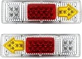All Star Truck Parts] 19 LED Red Amber White [CLEAR LENS] Integrated Trailer Tail Lights Bar 12V Turn Signal Running Lamp for Trailer UTV UTE RV ATV Box Truck Left and Right (2 Pack)