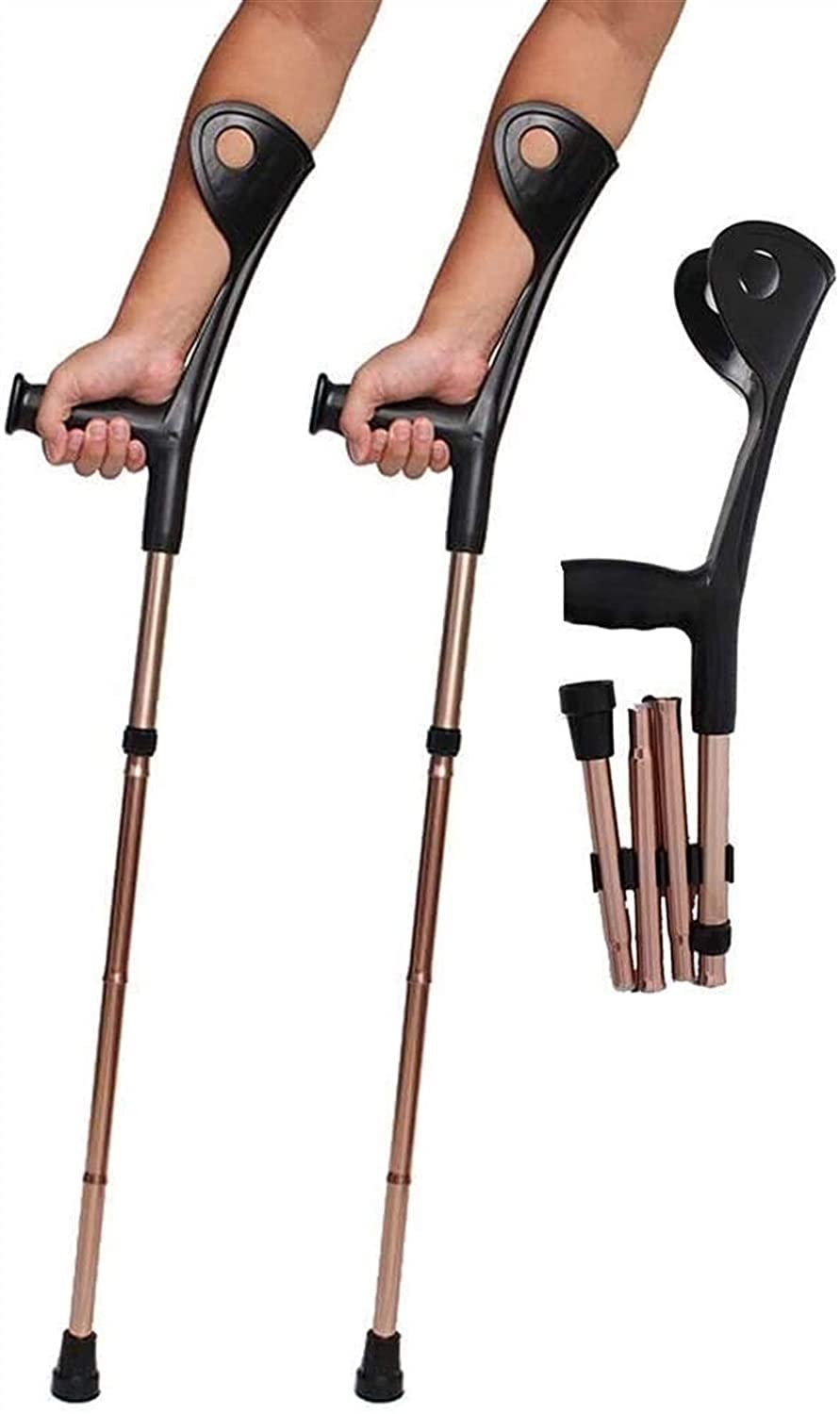 Muletas de antebrazo Bastones ajustables Muleta de codo plegable aleación de aluminio cuatro pliegues codo antebrazo muleta codo muletas plegables asistencia de aluminio altura ultraligera ajustable