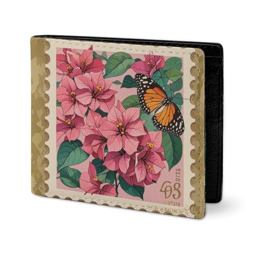 Jiuzhong Ge Hua And Butterfly Wallet Elegant Leather Wallets with ID Window & 2 Card Slots, Slim Bifold Wallet for Men Women2