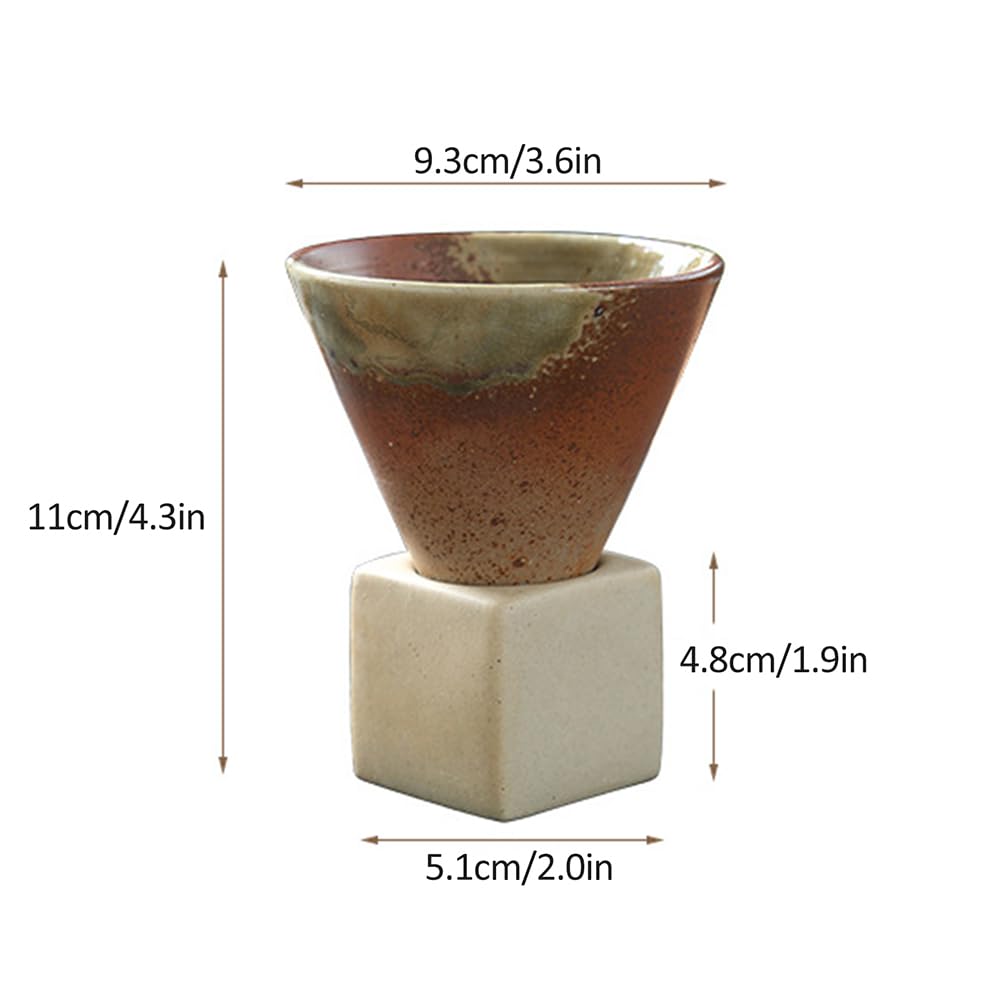 Tazza da caffè in ceramica grezza, stile giapponese, forma triangolare, a forma di cono, in porcellana, con base quadrata, resistente al calore, imbuto per caffè espresso, latte, per casa