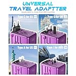 Universal Travel Adapter Offers 6.0A 3X 3.0A USB-C Ports, 2X 2.4A USB-A Ports and Multi AC Outlet, All-in-One International Power Plug Adapter Worldwide Travel Charger for EU USA UK AUS (Purple) - Image 3
