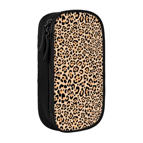 Image of Perinsto Leopard Animal Skin Print Pencil Case Big Capacity Multi Compartment Stationery Box Pencil Pouch Holder Desk Organizer For School Office Home