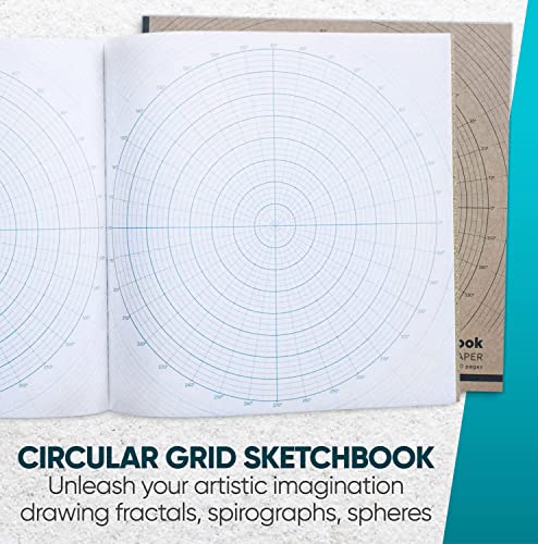 KOALA TOOLS - Circular Grid Sketchbook with Polar Coordinate Graph Paper, Polar Grid for Circular Designs, Mandala, and Geometric Patterns, 8.5 x 8.5 inches, 60 pages - Pack of 1 2 51OANkeeKIL