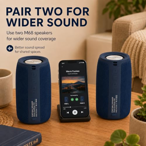Image of Musibaby M68 Bluetooth Speaker, 12W, IPX5, 24H Playtime, Dark Blue
