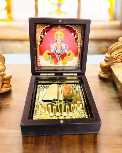Image of Hanuman Ji Pocket Temple Charna Paduka Bajrang Bali | Gold Plated Box God Idol Bhagwan | Religious Gift for Mom & Dad | Diwali Gift Item | Pawan Putra Hanuman Jayanti (Hanuman Ji)
