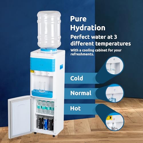 Image of Rockwell Floor Standing Hot, Cold & Normal Water Dispenser | Storage Cabinet Below, Child Safety Lock, Sturdy Build, Best for Offices, Shops & Commercial Use, Blue
