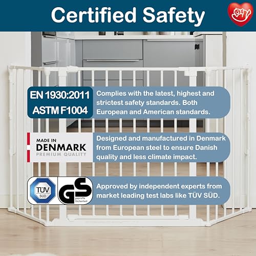 BabyDan Flex M, 90-146 cm, Treppenschutzgitter/Raumteiler, Weiß, Hergestellt in Dänemark - Schutzgitter/Sicherheitsgitter (Haustiergitter/Hundegitter/Hundelaufstall)