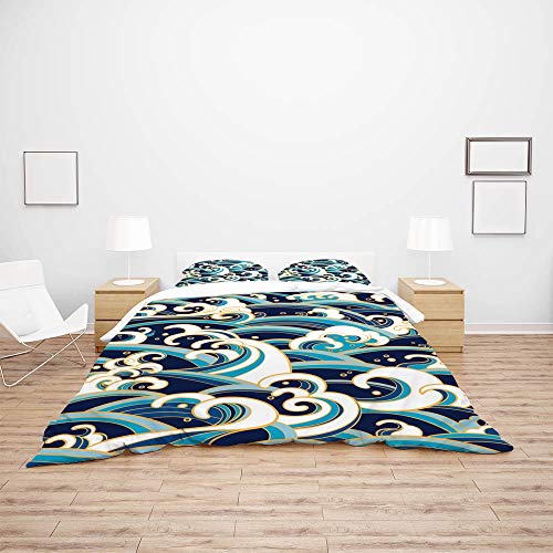 Parure de lit en polyester ultra doux et durable motif vagues - 4