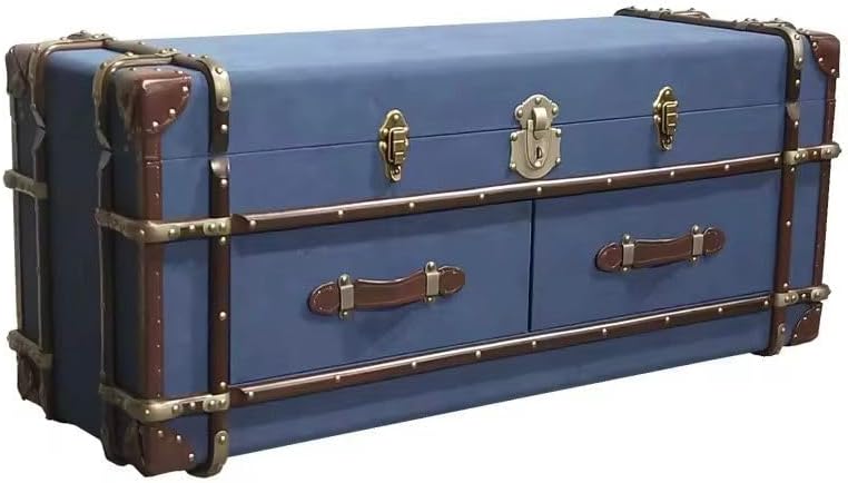 Vintage trunk style Bed footboard trunk aviator furniture multipurpose storage vintage style trunk luxurious accent furniture