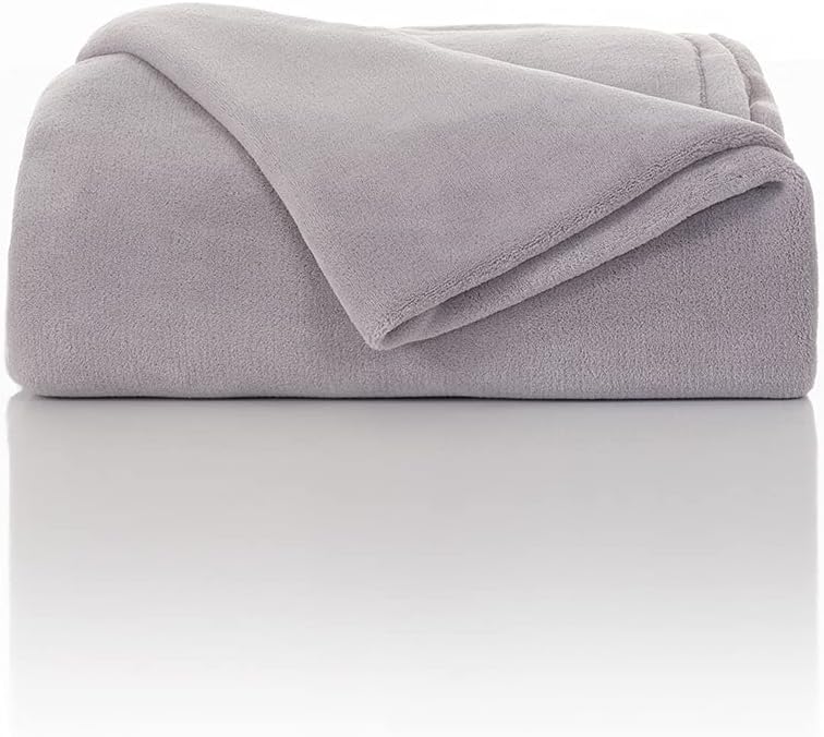 OCM Soft Microplush Blanket in Gray Solid Netrual Gray