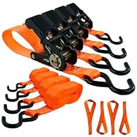 Spanngurt Zurrgurt 4er Set mit Softgrip-Ratsche und S-Haken bis 800 kg 4,5 Meter von MCS Cargo Security, orange, 200022001
