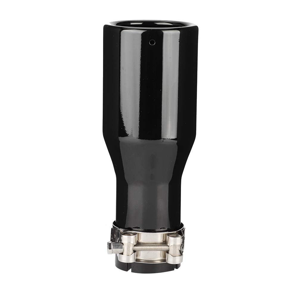 Terminale di Scarico Universale per Auto, Acciaio Inossidabile, Nero Brillante, 200mm Lunghezza, 54mm Diametro Ingresso, con Morsetto