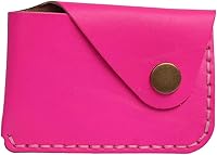 Vista 13 de Tarjetero de cuero hecho a mano con cierre a presión, billetera minimalista ultrafina con bolsillo frontal, funda simple cosida a mano