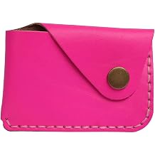 Handmade Leather Card Holder with Snap Closure - Ultra-Thin Minimalist Front Pocket Wallet, Hand-Stitched Simple Card Case
