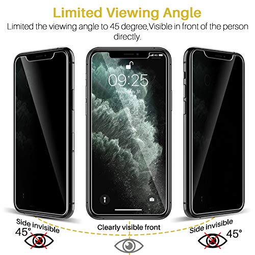 Lk 2 Pack For Iphone 11 Pro Max Screen Protector + 2 Pack Camera Lens Protector, [Anti-Spy] Bubble Free, Hd-Clear Privacy Tempered Glass For Iphone 11 Pro Max, 9H Hardness, Case Friendly #TOP2
