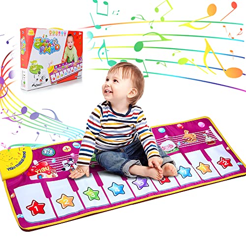 AniSqui Piano Mat for Kids, Large Size (39 * 14 Inches) Dance Mats for Children, Birthday Gifts Present for Girls, Floor Piano Music Mat for Children (Pink)