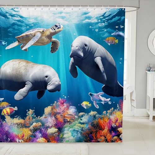 Cartoon Manatee Shower Curtain