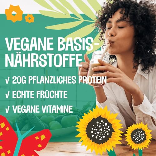 Vegan Protein Vanille | Keine Sucralose | Veganes Proteinpulver aus 4-Komponenten Pflanzliches Eiweißpulver - Glutenfrei - Ohne künstliche Aromen (Vanille, 1kg ohne Dosierlöffel)
