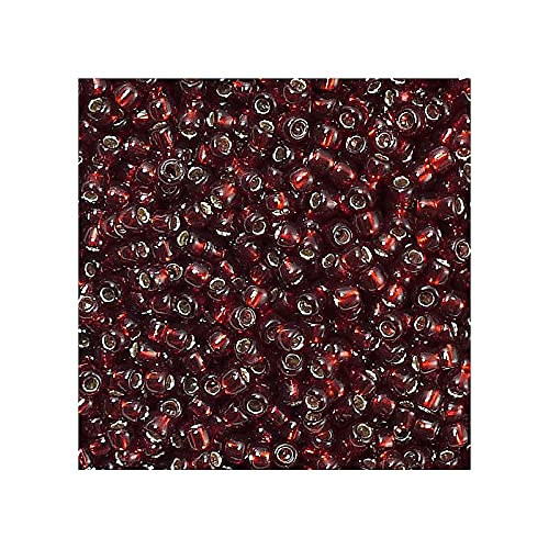 10 g TOHO Round Seed Beads Rocailles, Size 11/0, Silver Lined Garnet (# 25D), Japan, Glass โ image 1