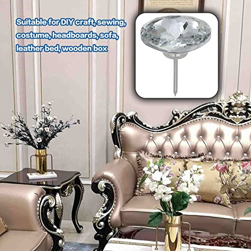 Kyrio 60 Stück Diamant-Kristall-Polsternägel, dekorative Reißnägel, Möbelnägel, Diamant-Pinnnadeln für Möbel, Sofa, Kopfteile, Korkplatte (20 mm, Bauhinia)