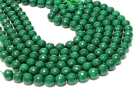 Z.A Gems - Cuentas facetadas de jade verde natural, para hacer joyas, cuentas redondas sueltas AAA, cuentas de piedra de energía curativa de