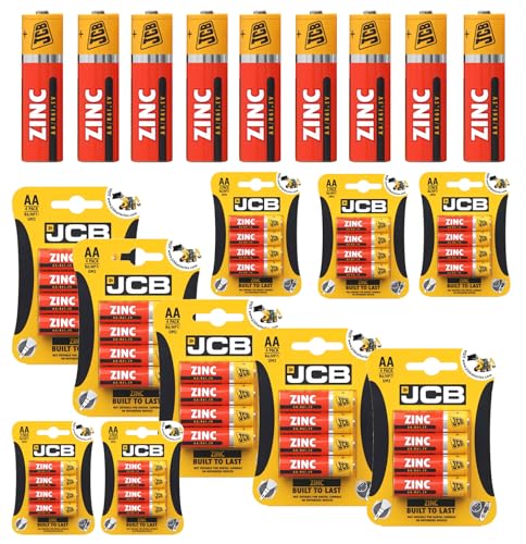 AA Batteries, batteries aa pack, JCB Batteries AA pack of 40 Zinc Carbon disposable double aa batteries 1.5v For Low drain devices toys fairy lights household remotes applications