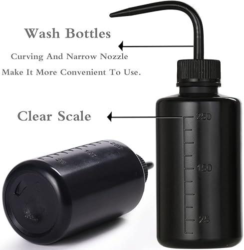 Miniatura 3 de 2 piezas de botellas de 8 oz Botellas de chorro de agua de material ABS para limpieza de tatuajes, lavado de material de laboratorio, riego de