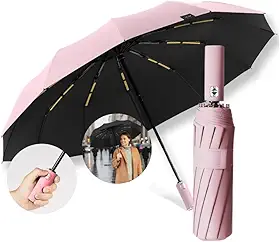 Guarda Chuva Automático Reforçado com Botão – Compacto, Antivento e com Proteção UV Blackout - Guarda Chuva Dobrável e Portátil, Ideal para Bolsa e Mochila - AmelShop